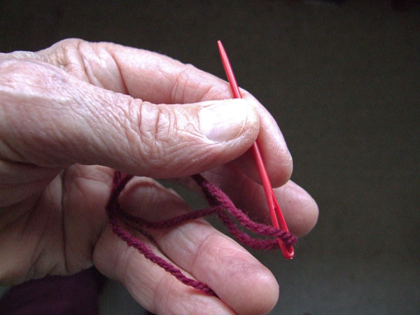 A plastic needle with wool