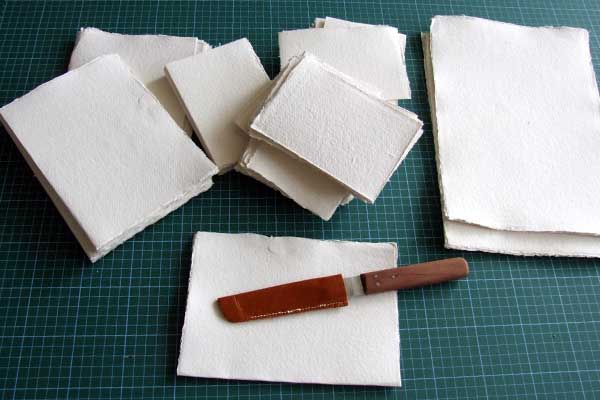 Cobble-cutting some handmade papers